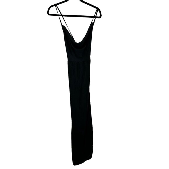 Naanaa Dress Womens Size 2 Black Satin Mini Slip Lace‎ Up Back Sexy Club Date - Picture 1 of 8